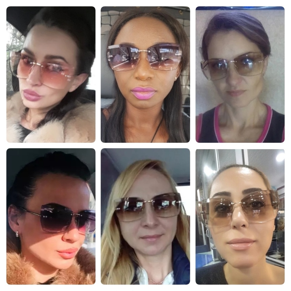 ⚘Gray/Purple Diamond Square Rimless sunglasses - Picture 7 of 8